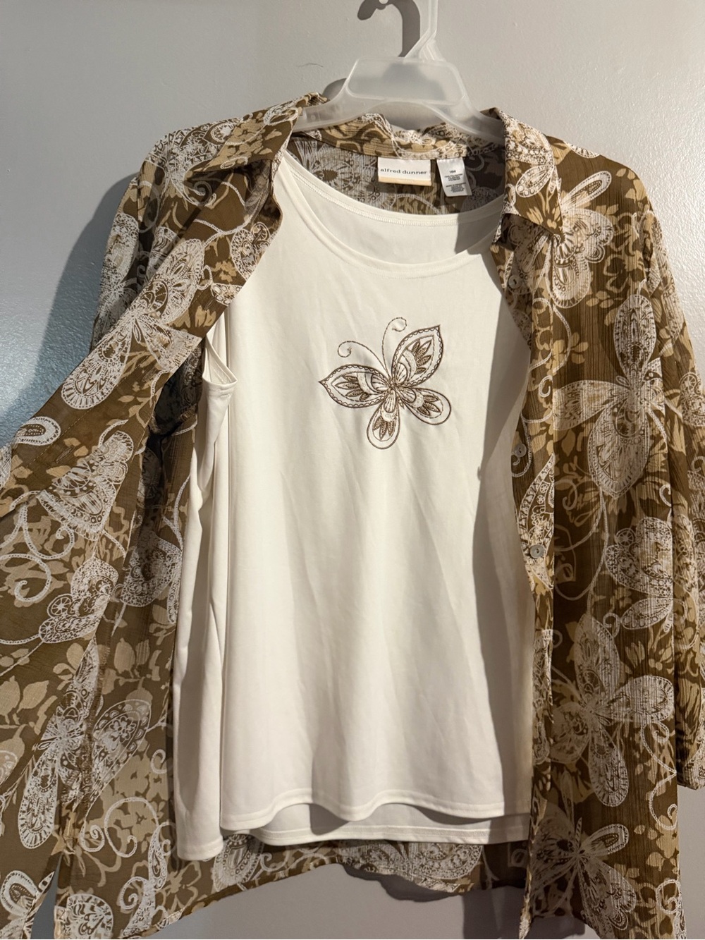 Alfred Dunner 2-Piece Butterfly Print Blouse & Embellished Tank Set Women's 16W